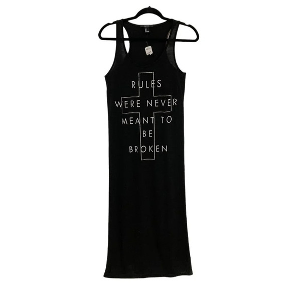 Forever 21 Dresses & Skirts - Forever 21 Black Maxi‎ Dress, Size Small, Graphic Message with Cross, New w Tags